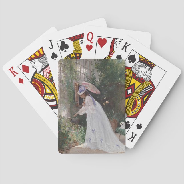 Jeu De Cartes Une dame dans un jardin qui soigne ses fleurs avec (dos)