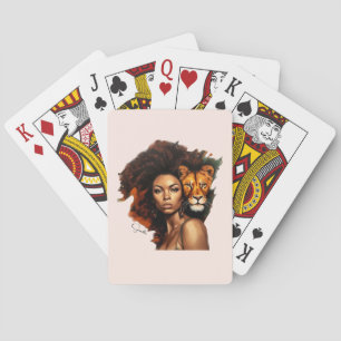 Jeu De Cartes Une femme afro-américaine avec un lion majestueux