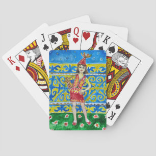 Jeu De Cartes Une femme vêtue d'une tenue traditionnelle