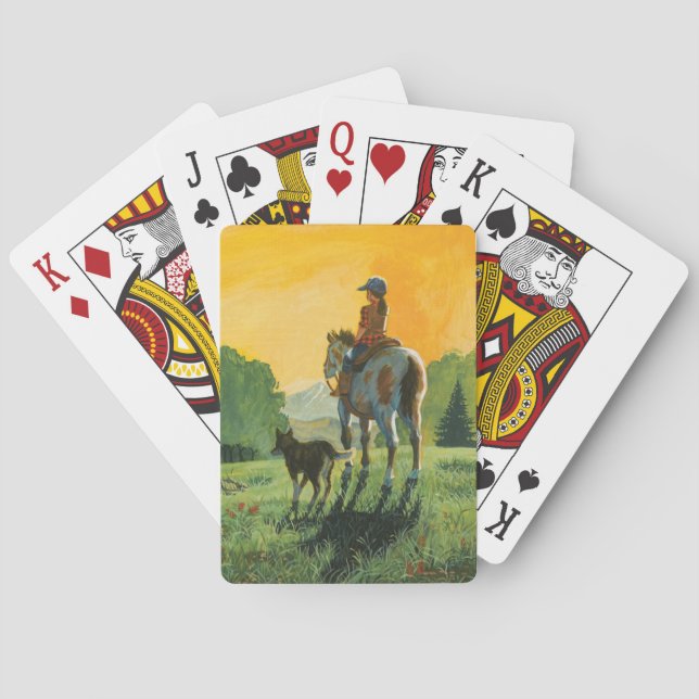 Jeu De Cartes Une fille et ses cartes de jeu de cheval (dos)
