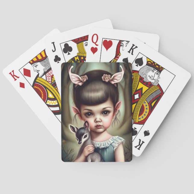 Jeu De Cartes Une jeune fille tenant un cerf (dos)