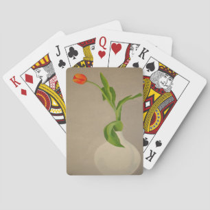 Jeu De Cartes Une Tulipe Rouge Dans Un Vase Blanc