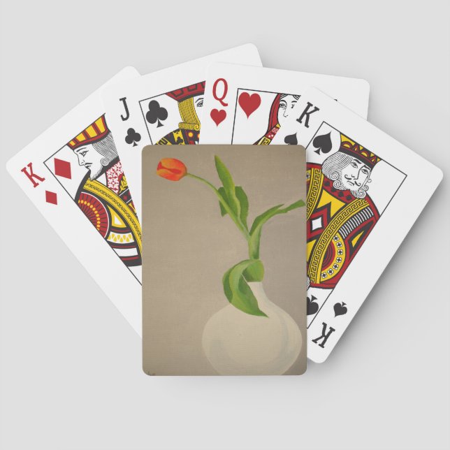 Jeu De Cartes Une Tulipe Rouge Dans Un Vase Blanc (dos)