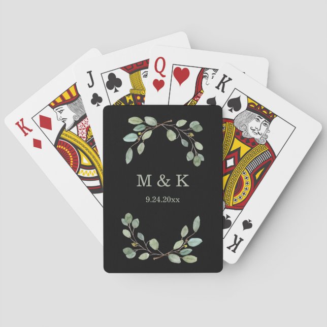 Jeu De Cartes Une végétation simple d'eucalyptus | Monogramme en (dos)