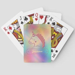 Jeu De Cartes Unicorne 3D Holographique Nom personnalisé  