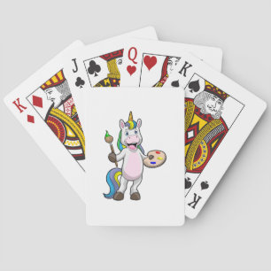 Jeu De Cartes Unicorne à la peinture avec pinceau et couleur