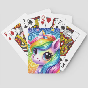 Jeu De Cartes Unicorne arc-en-ciel jouant aux cartes