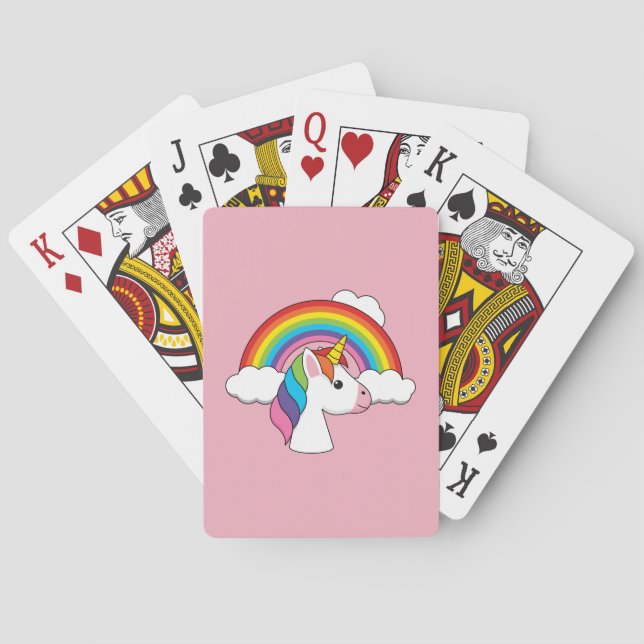 Jeu De Cartes Unicorne et arc-en-ciel avec nuages Kawaii (dos)