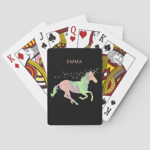 Jeu De Cartes Unicorne étoile multicolore et initiales