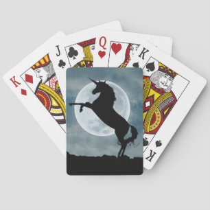Jeu De Cartes Unicorne Silhouette Pleine lune Ciel de nuit, ZKOA