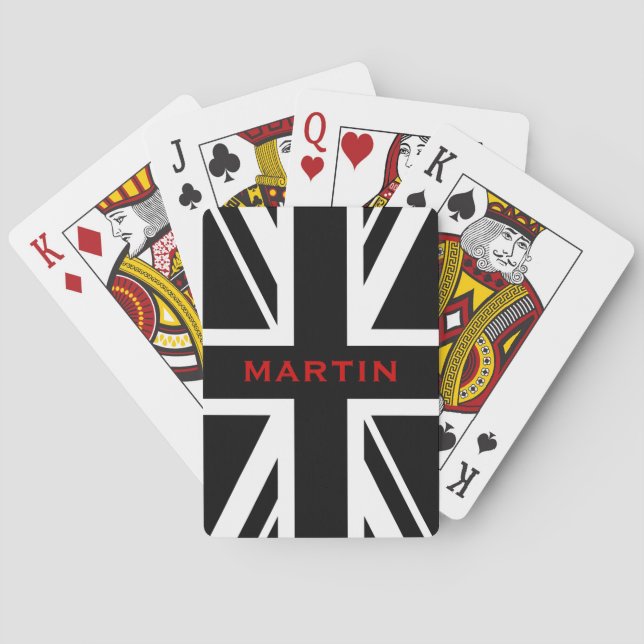 Jeu De Cartes Union Jack ~ Noir et Blanc (dos)