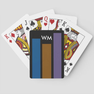 Jeu De Cartes Uniquement rayures de couleur bleu brun lilas + mo