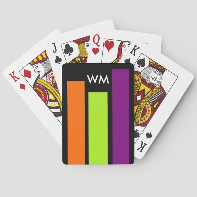 Jeu De Cartes Uniquement rayures de couleur orange vert prune +  (dos)