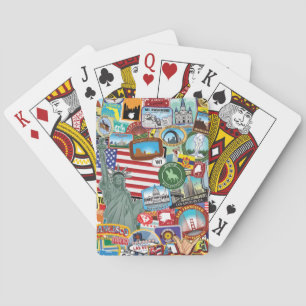 Jeu De Cartes United States Travel Sticker Pattern