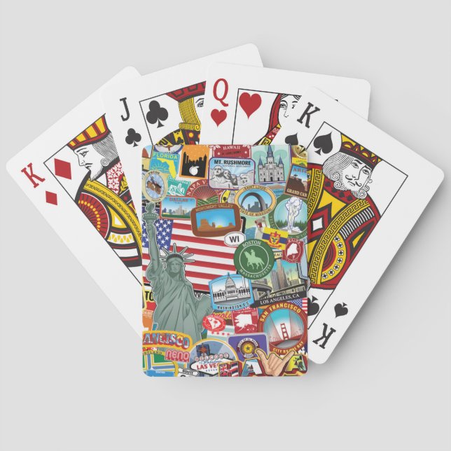 Jeu De Cartes United States Travel Sticker Pattern (dos)