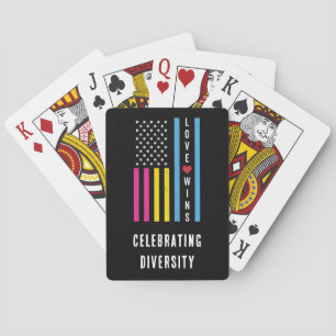 Jeu De Cartes USA American Flag Love remporte la LGBTQ Pansexual