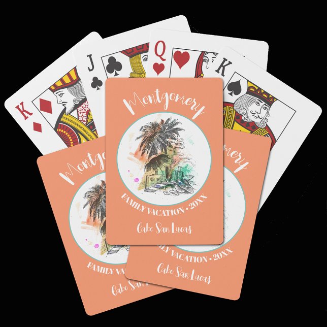 Jeu De Cartes Vacances d'été en famille Orange (Summer Family Vacation Orange Playing Cards)