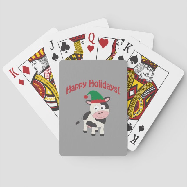 Jeu De Cartes Vacances Joyeuses Noël Elf Cow (dos)