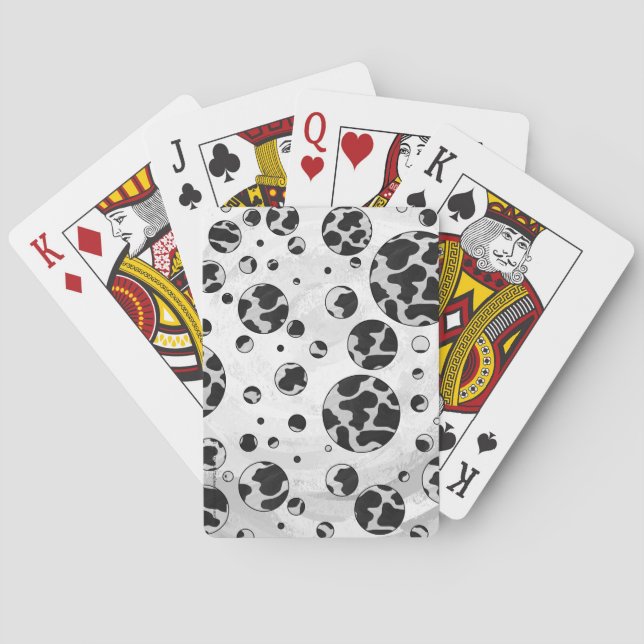 Jeu De Cartes Vache à pois Imprimé noir et blanc (dos)