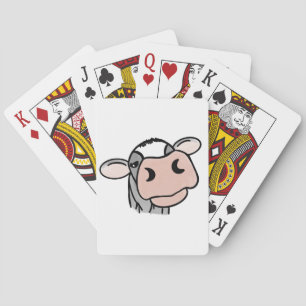 Jeu De Cartes vache de dessin animé noir blanc rose baiser gris