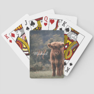 Jeu De Cartes Vache de Highland calvaire herbe d'automne monogra