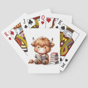 Jeu De Cartes Vache des Highlands lisant des livres