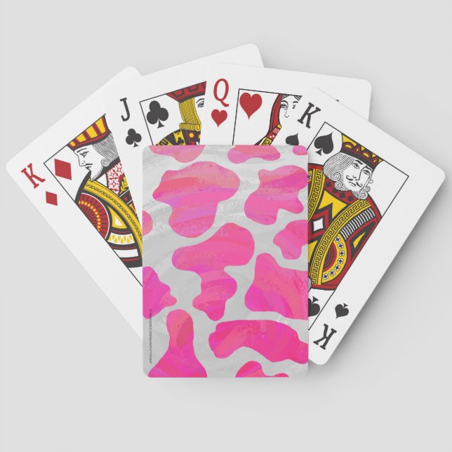 Jeu De Cartes Vache Imprimé Rose Chaud et Blanc (dos)