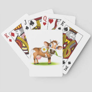 Jeu De Cartes Vache laitière au dessin mignonne avec fleur et he