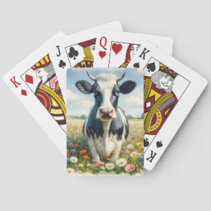 Jeu De Cartes Vache laitière fleur sauvage Holstein
