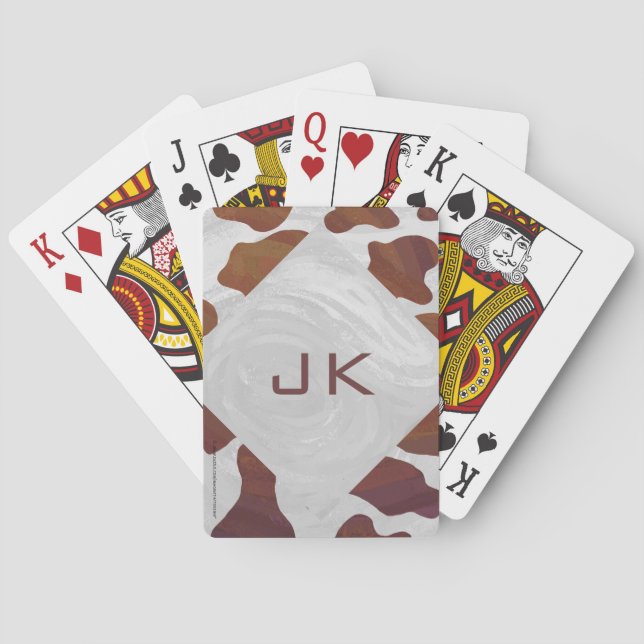 Jeu De Cartes Vache Marron et Blanc Monogramme (dos)