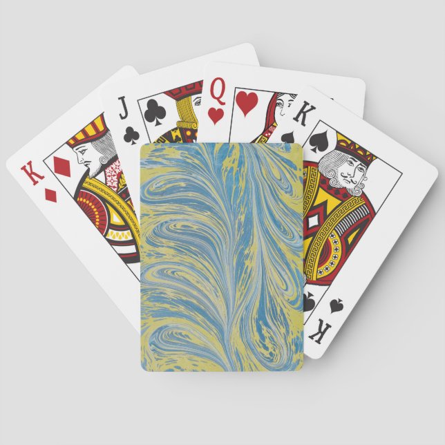 Jeu De Cartes Vague Abstraite Bleue Et Or (dos)