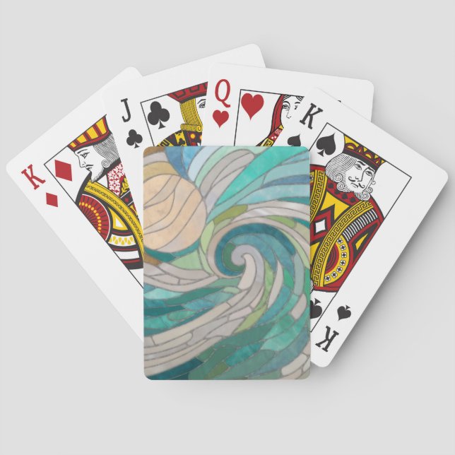 Jeu De Cartes Vague et lune de mosaïque (dos)