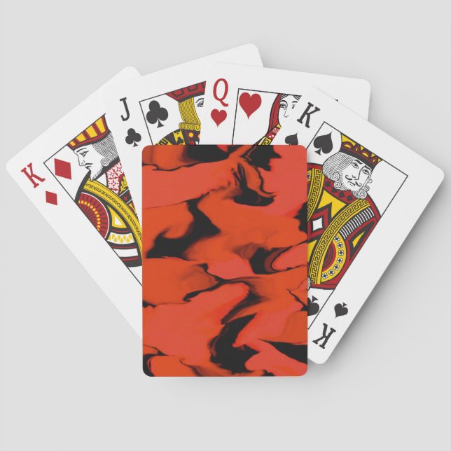 Jeu De Cartes Vagues de design de sumo noir et rouge (dos)