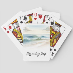Jeu De Cartes Vagues de plage à l'aquarelle Mariage côtier plage