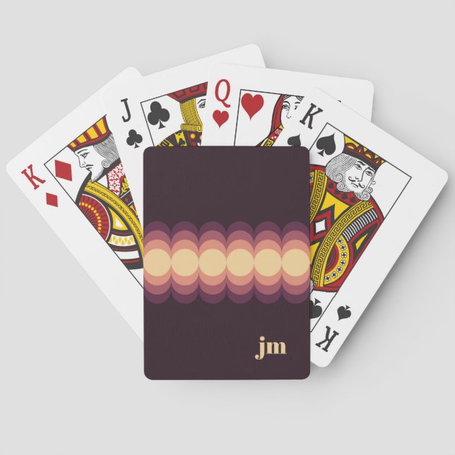 Jeu De Cartes Vagues design en beige, rose et violet (dos)