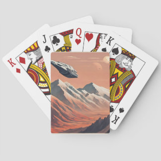 Jeu De Cartes Vaisseau spatial voyageant à travers les montagnes
