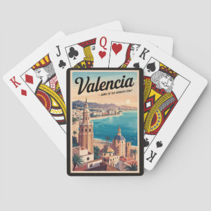 Jeu De Cartes Valence Espagne Côte Illustration Voyage Art Retro