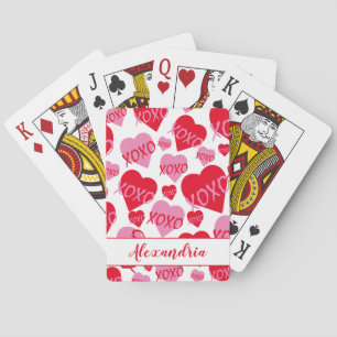 Jeu De Cartes Valentine XOXO rose Motif de coeur rouge rose