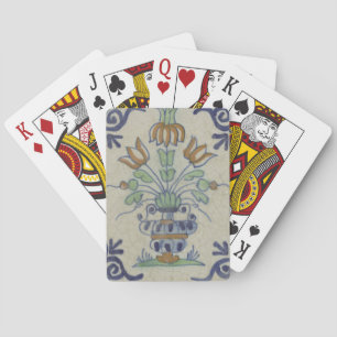 Jeu De Cartes Vase de tulipes hollandais en carreau de Delft ant