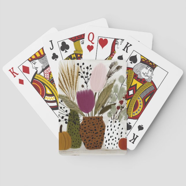 Jeu De Cartes Vases tachetés léopard prune et olive (dos)