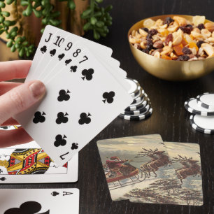 Jeu De Cartes Veille de Noël vintage Santa Claus victorien traîn