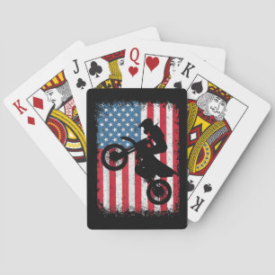 Jeu De Cartes Vélo de cross Drapeau Américain Motocross Biker Ho