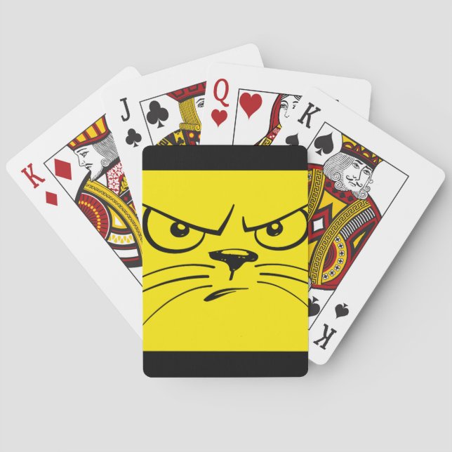 Jeu De Cartes Vélo Visage Chat Jaune Jouer Cartes (dos)