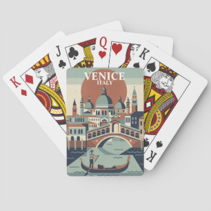 Jeu De Cartes Venise Italie Voyage Vintage Gondole Canal
