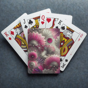 Jeu De Cartes Ventilateurs Art nouveau rose et argent