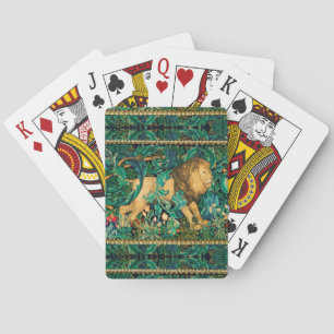 Jeu De Cartes VERDURE, ANIMAUX FORESTIERS LION Floral