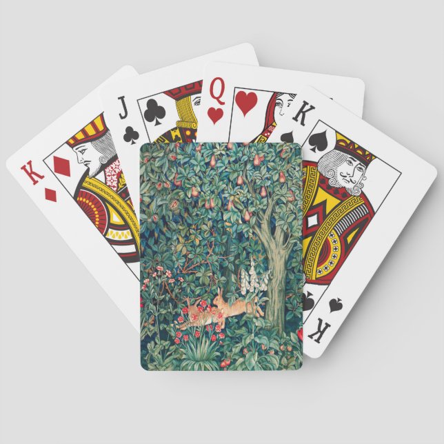Jeu De Cartes VERDURE, Hares FORESTIERS, Hares Floral vert (dos)