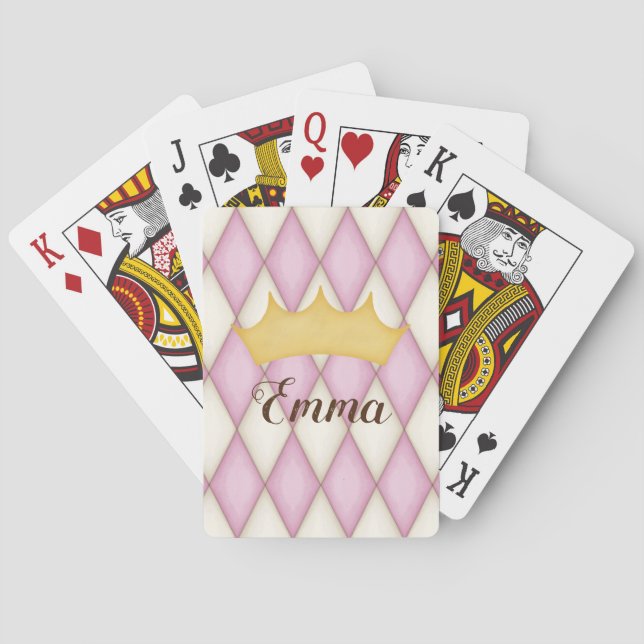 Jeu De Cartes Vérification Diamant Rose Nom Personnalisé Princes (dos)
