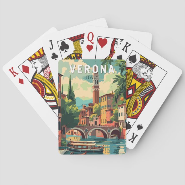 Jeu De Cartes Vérone Italie Travel Art Vintage (dos)