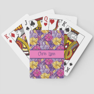 Jeu De Cartes Verre Cathédrale Abstrait Violet Jaune Rose